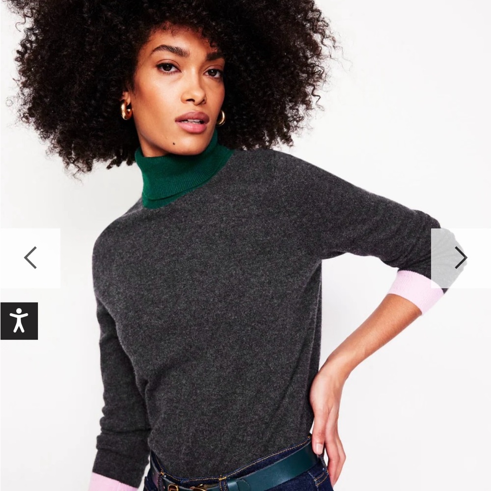 Boden Eva Cashmere Cowl Neck Sweater with Color-Block Design